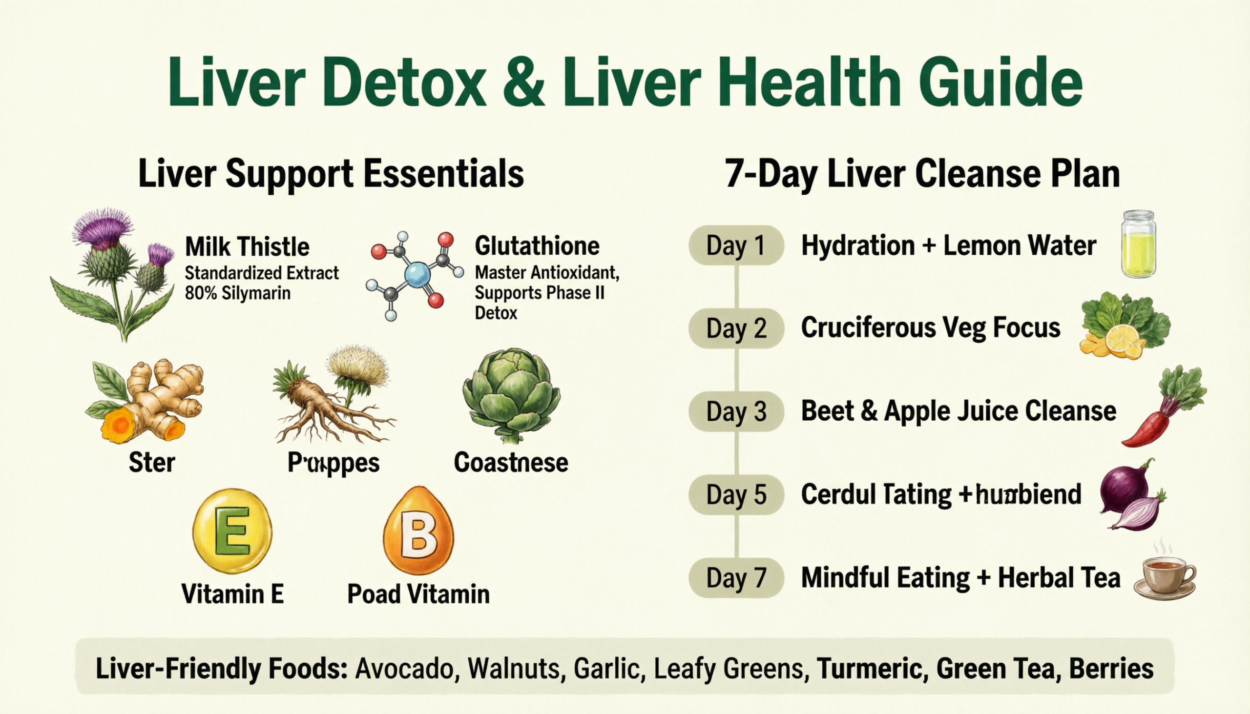 Healthy liver detox illustration showing natural cleansing pathways