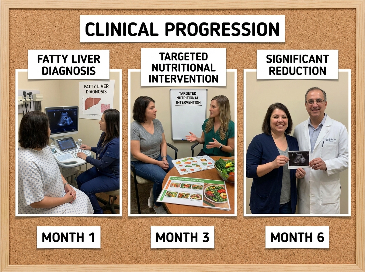 Before and after fatty liver improvement through natural detox intervention