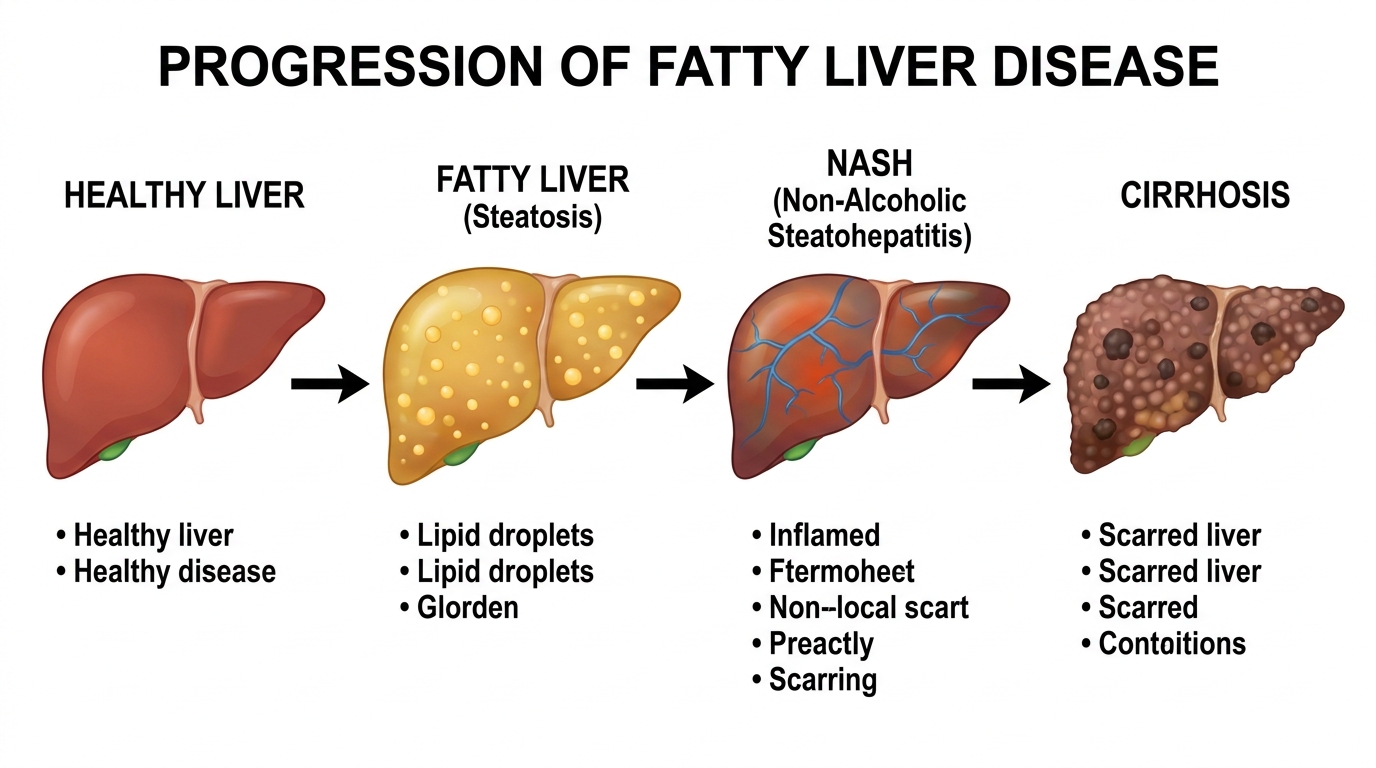 Fatty liver progression diagram